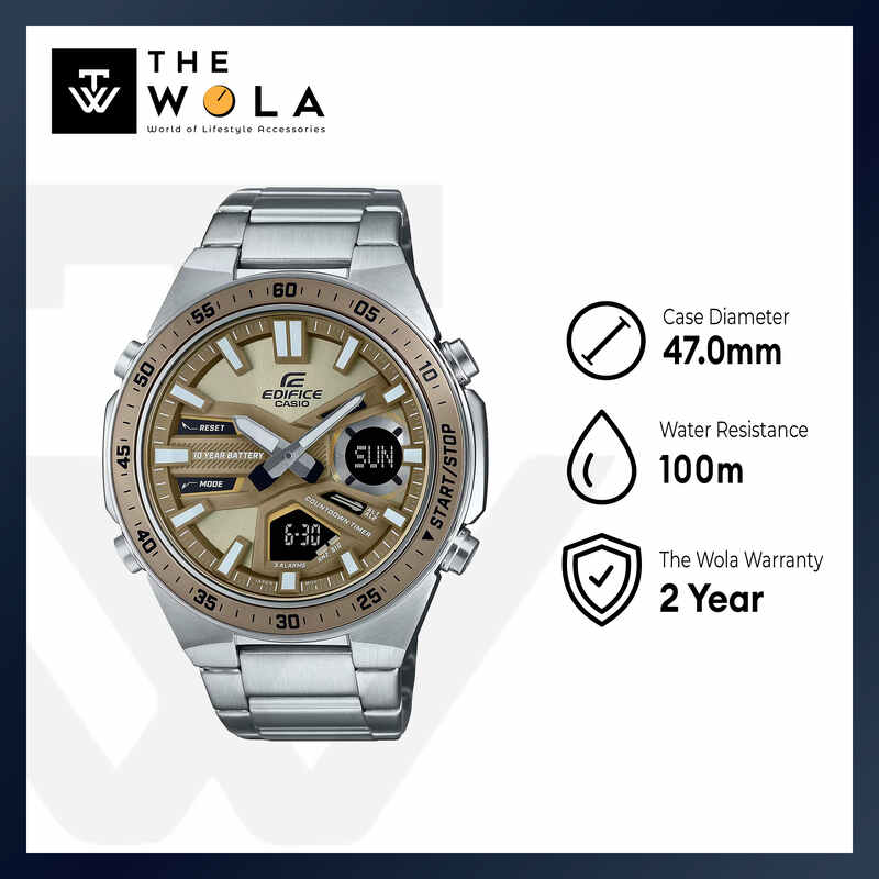 Edifice EFV-C110D-5A Men's Analog-Digital Sport Watch with Stainless Steel Strap