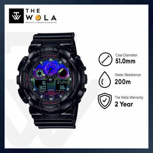 Casio G-Shock GA-100RGB-1A Virtual Rainbow Men's Analog-Digital Watch with Black Resin Band