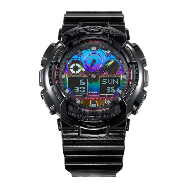 Casio G-Shock GA-100RGB-1A Virtual Rainbow Men's Analog-Digital Watch with Black Resin Band