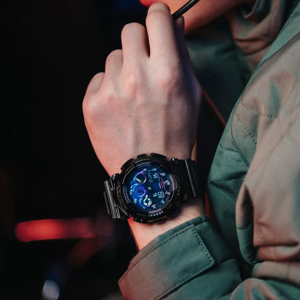 Casio G-Shock GA-100RGB-1A Virtual Rainbow Men's Analog-Digital Watch with Black Resin Band