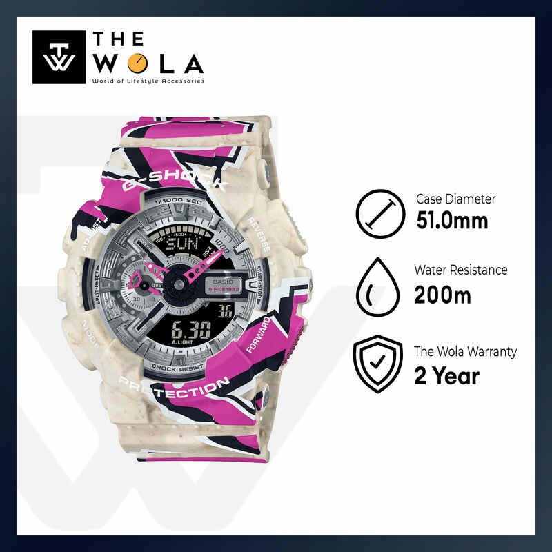 Casio G-Shock Men's Analog-Digital Watch GA-110 Lineup Street Spirit Series Multicolour Resin Band Watch GA110SS-1A GA-110SS-1A
