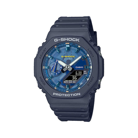 Casio G-Shock GA-2100AS-2A Men Analog-Digital Watch with Blue Resin Band