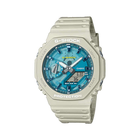 Casio G-Shock GA-2100AS-5A Men Analog-Digital Watch with Beige Resin Band
