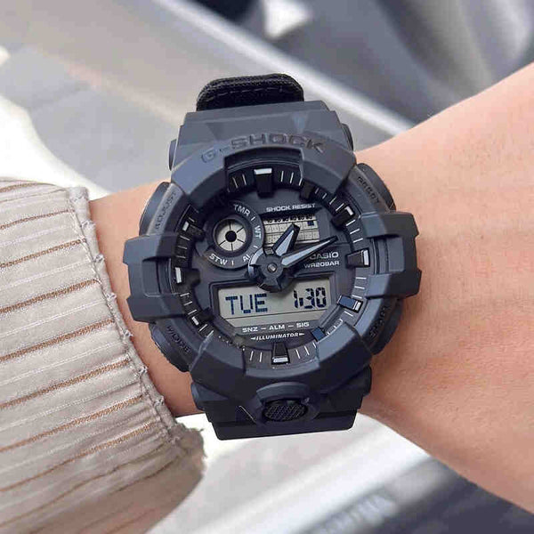 Casio G-Shock Men's Analog-Digital Watch GA-700BCE-1ADR Black CORDURA® Eco Cloth Strap