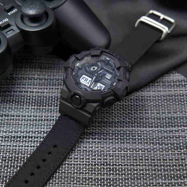 Casio G-Shock Men's Analog-Digital Watch GA-700BCE-1ADR Black CORDURA® Eco Cloth Strap