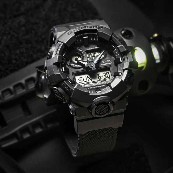 Casio G-Shock Men's Analog-Digital Watch GA-700BCE-1ADR Black CORDURA® Eco Cloth Strap