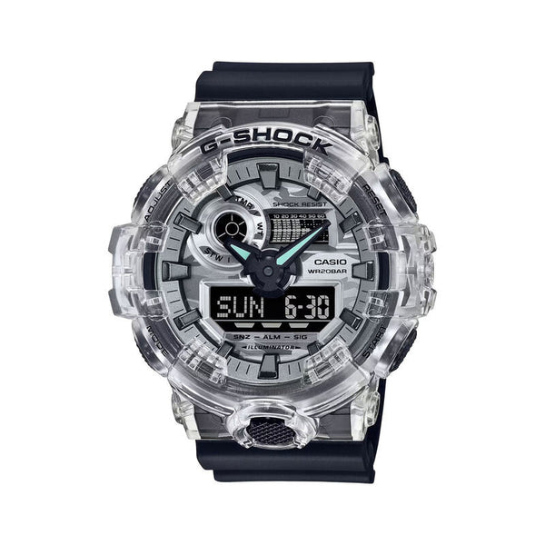 Casio G-Shock Men's Analog Digital Watch GA-700SKC-1A GA700SKC-1A Skc Semi-Transparent Black Resin Band Sports Watch