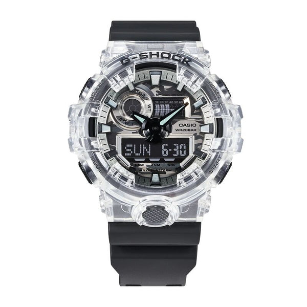 Casio G-Shock Men's Analog Digital Watch GA-700SKC-1A GA700SKC-1A Skc Semi-Transparent Black Resin Band Sports Watch