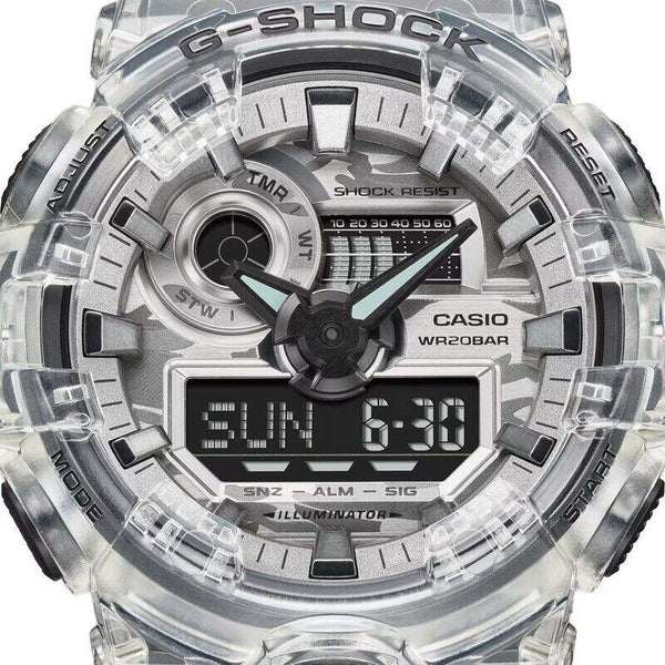 Casio G-Shock Men's Analog Digital Watch GA-700SKC-1A GA700SKC-1A Skc Semi-Transparent Black Resin Band Sports Watch