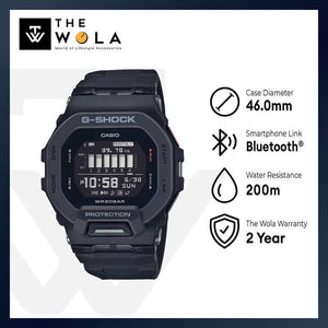Casio G-Shock GBD-200-1 G-SQUAD Digital Bluetooth Step Tracker Black Resin Watch GBD200 GBD200-1 GBD-200-1DR