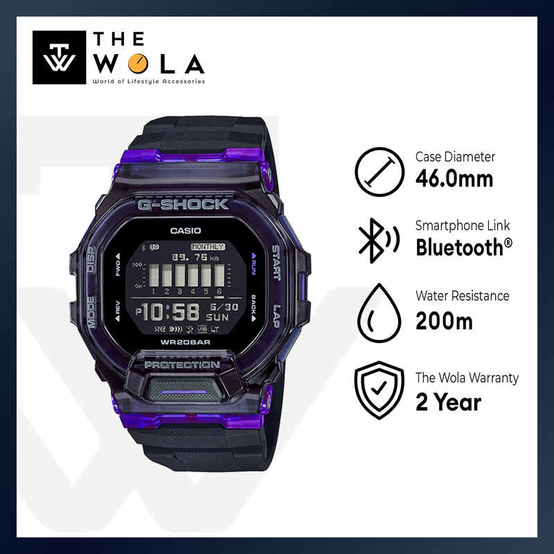 Casio G-Shock Men's Digital Watch GBD-200SM-1A6  G-SQUAD Bluetooth® Black Resin Band Sport Watch