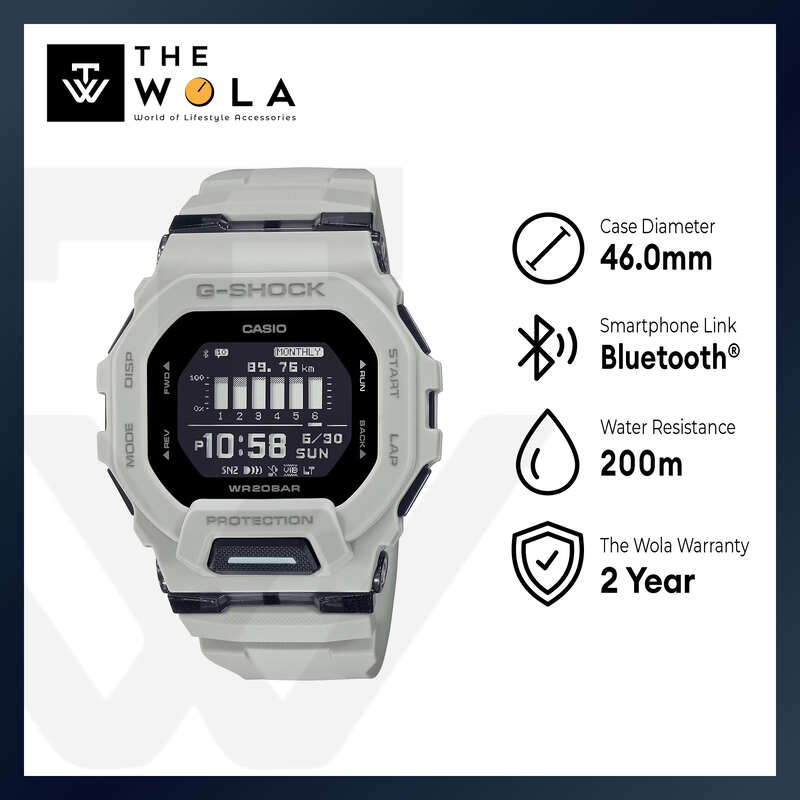 Casio G-Shock GBD-200UU-9 Digital Bluetooth Step Tracker Off- White Resin Watch GBD200UU GBD200UU-9 GBD-200UU-9DR