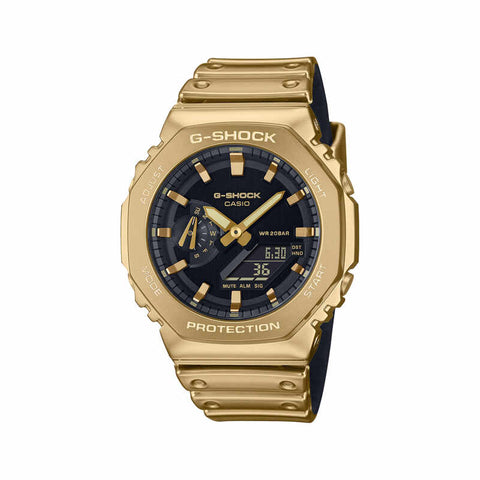 Casio G-Shock Fine Metallic Series GM-2100YMG-9A Men Analog-Digital Watch Gold Resin Strap