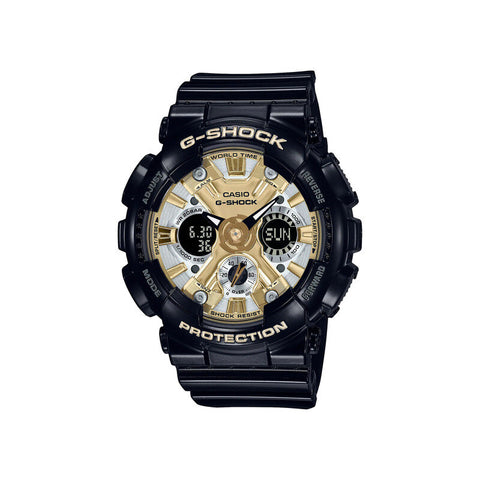 Casio G-Shock Analog-Digital Watch GMA-S120GB-1A Black & Gold Dial with Black Resin Band Sports Watch