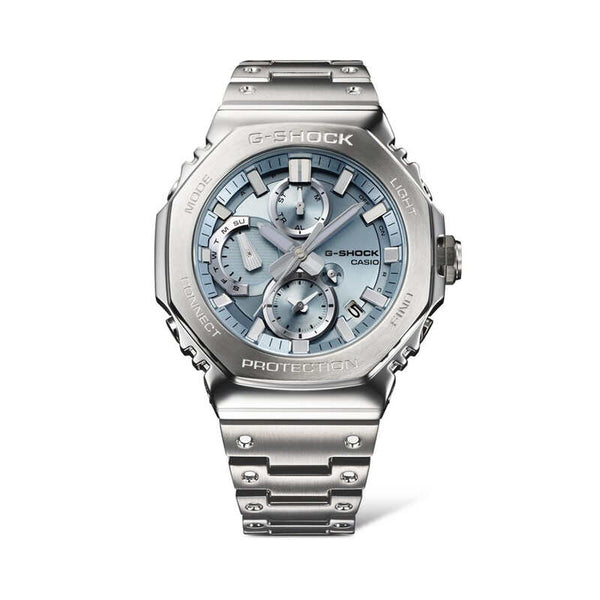 Casio G-Shock GMC-B2100AD-2A Men Analog-Digital Watch w. Bluetooth Silver Stainless Steel Strap