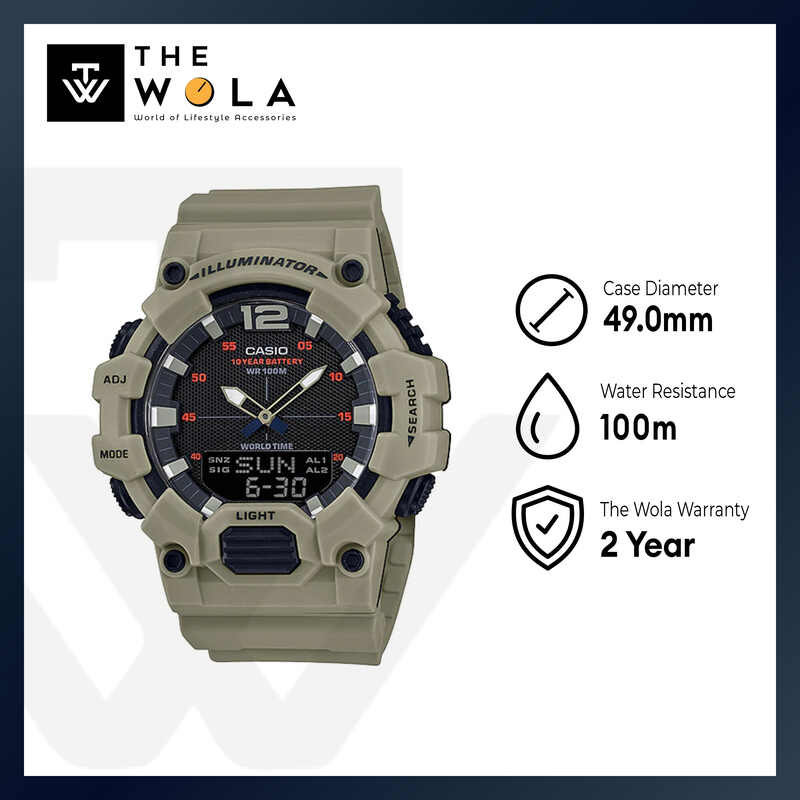 Casio Men's Analog-Digital Watch HDC-700-3A3V Green Band Watch for men