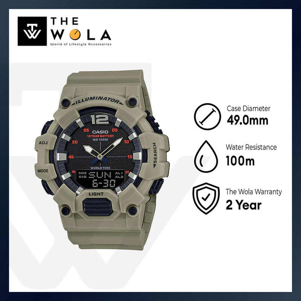 Casio Men's Analog-Digital Watch HDC-700-3A3V Green Band Watch for men