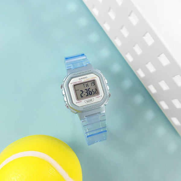 Casio Pop Series LA-20WHS-2A Kids Blue Transparent Resin Band Digital Watch