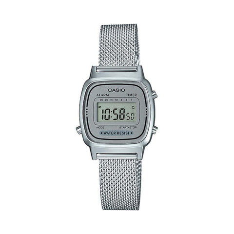 Casio Vintage Women Digital Watch LA670WEM-7 Silver Stainless Steel Strap