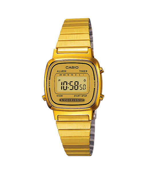 Casio Vintage Digital Watch LA670WGA-9 Gold Stainless Steel Band Ladies Watch