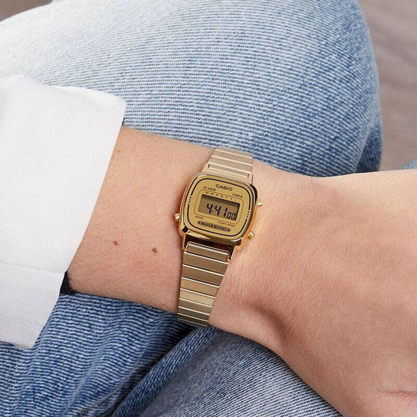 Casio Vintage Digital Watch LA670WGA-9 Gold Stainless Steel Band Ladies Watch