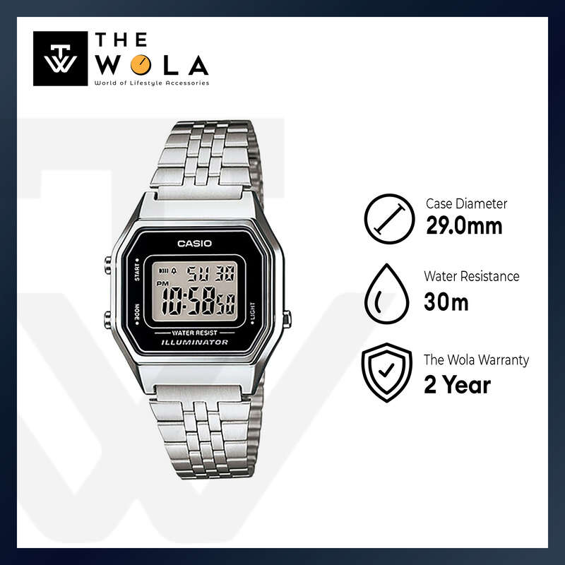 Casio Vintage Women's Digital LA680WA-1 Stainless Steel Band Casual Watch