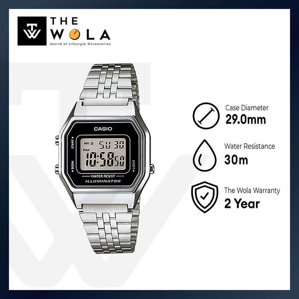 Casio Vintage Women's Digital LA680WA-1 Stainless Steel Band Casual Watch