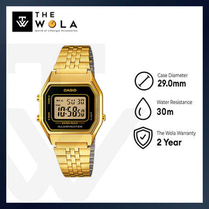 Casio Women's Vintage Series Digital Watch with Gold Stainless Steel Band LA680WGA-1