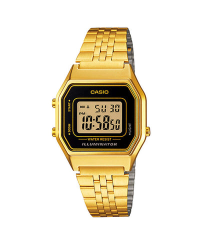 Casio Women's Vintage Series Digital Watch with Gold Stainless Steel Band LA680WGA-1