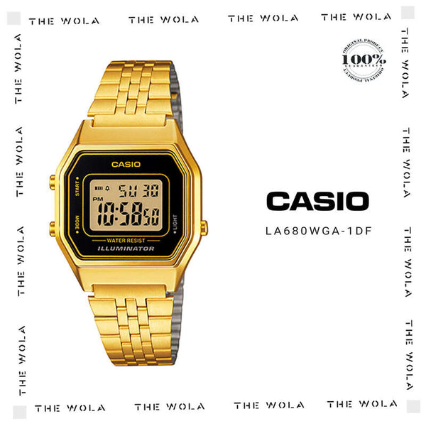 Casio Women's Vintage Series Digital Watch with Gold Stainless Steel Band LA680WGA-1
