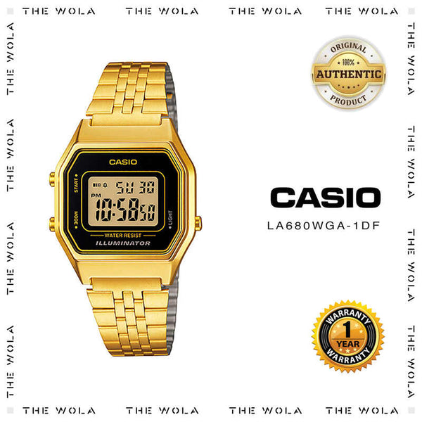 Casio Women's Vintage Series Digital Watch with Gold Stainless Steel Band LA680WGA-1