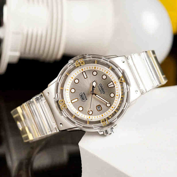 Casio Women Analog Watch LRW-200HS-7EV Clear Resin Strap