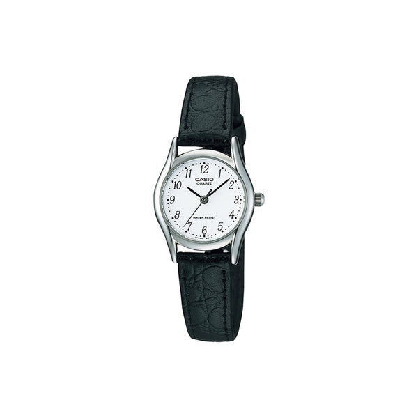 Casio Women Analog Watch LTP-1094E-7BR Black Leather Strap