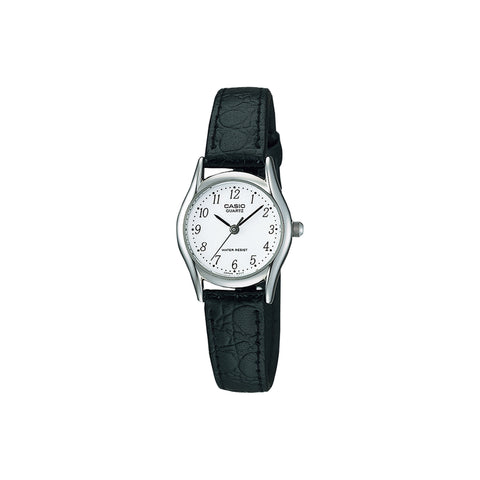 Casio Women Analog Watch LTP-1094E-7BR Black Leather Strap