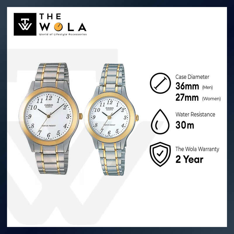 Casio Couple Analog Watch MTP/LTP-1128G-7B Silver Stainless Steel Strap