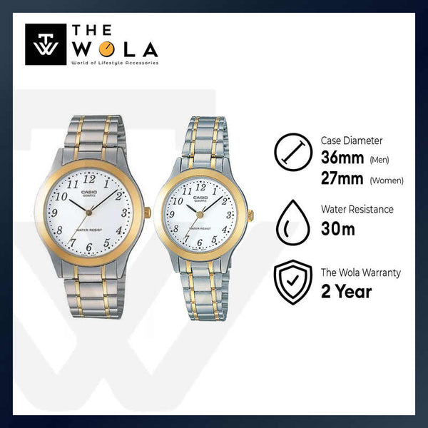 Casio Couple Analog Watch MTP/LTP-1128G-7B Silver Stainless Steel Strap