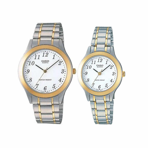 Casio Couple Analog Watch MTP/LTP-1128G-7B Silver Stainless Steel Strap