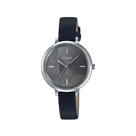Casio LTP-E152L-1E Women Analog Watch with Black Leather Band
