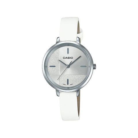 Casio LTP-E152L-7E Women Analog Watch with White Leather Band