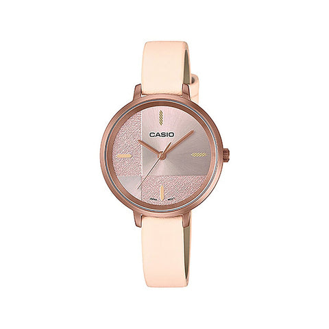 Casio LTP-E152RL-4E Women Analog Watch with Pink Leather Band