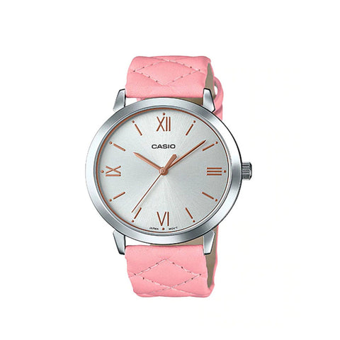 Casio LTP-E153L-4A Women Analog Watch with Pink Leather Band