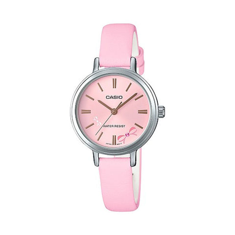 Casio LTP-E154RL-4A Women Analog Watch with Pink Leather Band