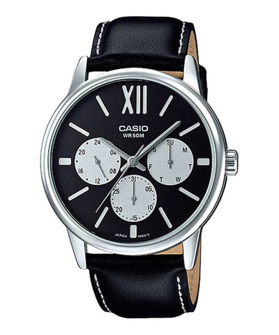 Casio LTP-E312L-1BV Women Analog Watch with Black Leather Band