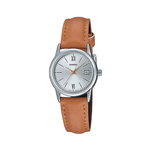 Casio Women's Analog LTP-V002L-7B3 Brown Leather Watch