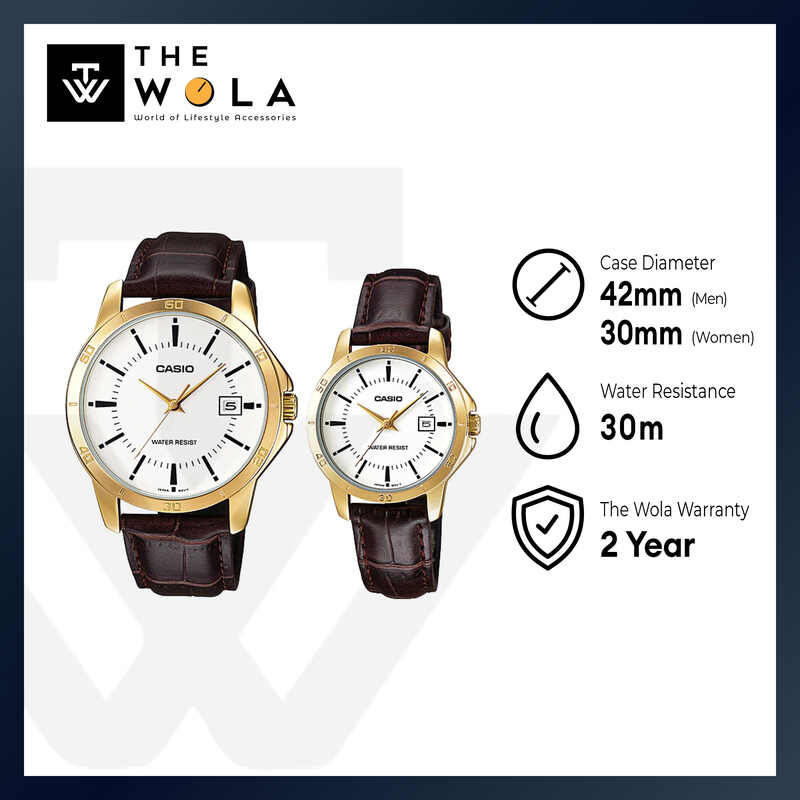 Casio Couple Analog Watch MTP/LTP-V004GL-7A Brown Leather Strap