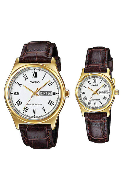 Casio Couple Analog Watch MTP/LTP-V006GL-7B Brown Leather Strap