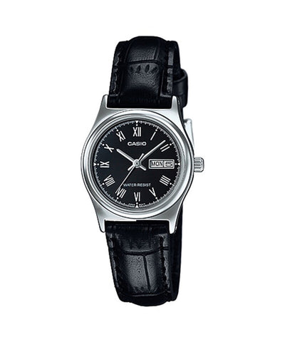 Casio LTP-V006L-1B Women Analog Watch with Black Leather Band