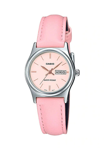 Casio Women Analog Watch LTP-V006L-4B Pink Leather Strap