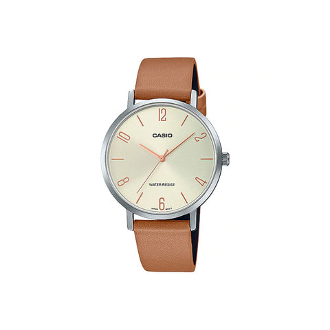 Casio Women's Analog LTP-VT01L-5B Brown Leather Band Casual Watch