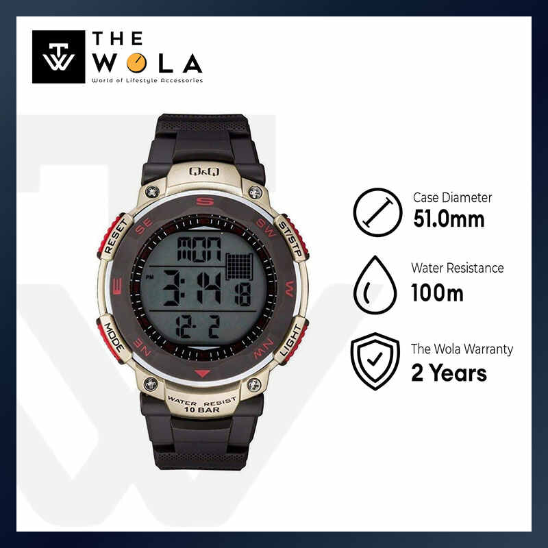 Q&Q Watch by Citizen M124J004Y Men Digital Watch with Black Resin Strap